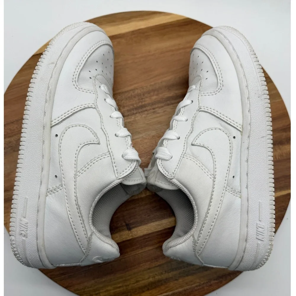 Nike Air Force 1 Low Men's 3Y Women's 4.5‎ Triple White Leather Sneakers 0624